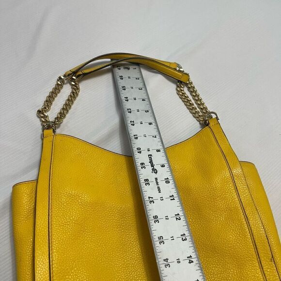 Michael Kors Newbury Yellow Pebbled Leather Shoulder Bag Purse Handbag - Picture 5 of 15